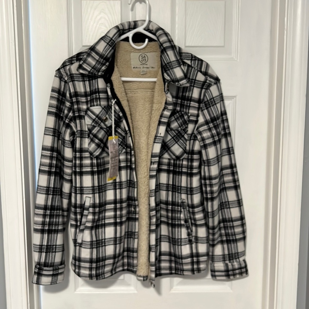 Sage collective ladies plush shirt jacket small